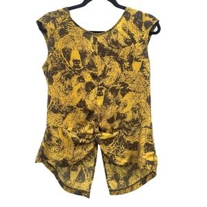 French Connection Sleeveless Statement Top Small Blouse Back‎ Slit Wearable Art